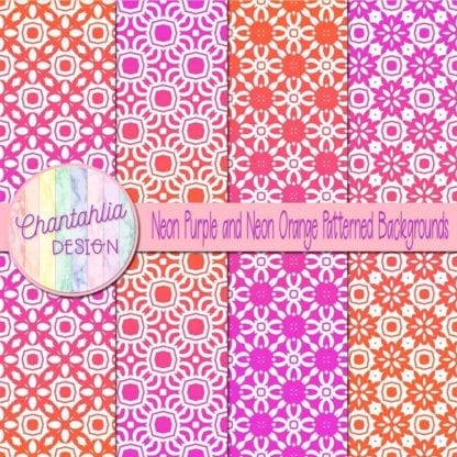 free neon purple and orange patterned digital paper backgrounds
