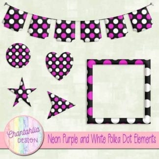 neon purple and white polka dot elements