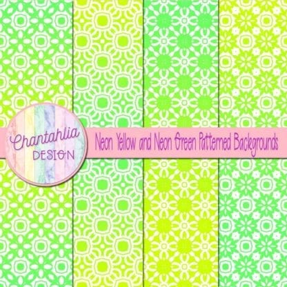 free neon yellow and green patterned digital paper backgrounds
