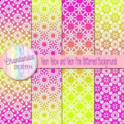 free neon yellow and pink patterned digital paper backgrounds