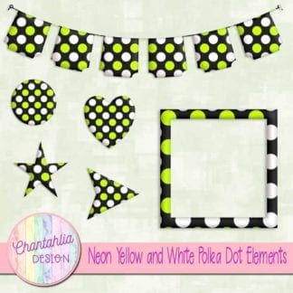 neon yellow and white polka dot element