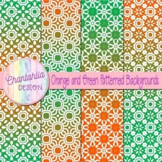 free orange and green patterned digital paper backgrounds
