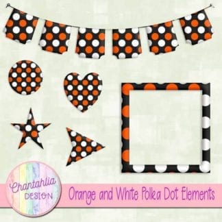 orange and white polka dot elements