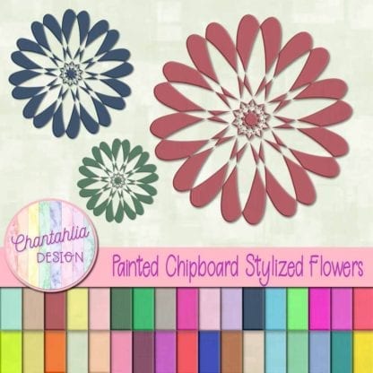 painted chipboard stylized flowers