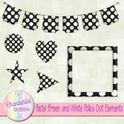 pastel green and white polka dot elements