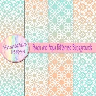 free peach and aqua patterned digital paper backgrounds