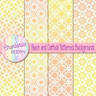free peach and daffodil patterned digital papers