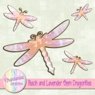peach and lavender gem dragonflies