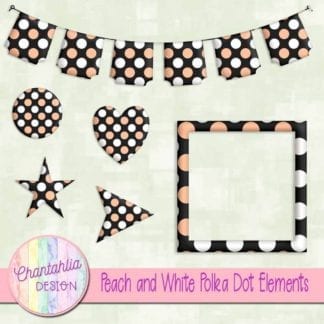 free peach and white polka dot scrapbook elements