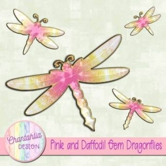 pink and daffodil gem dragonflies