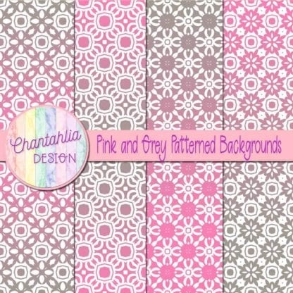 free pink and grey patterned digital paper backgrounds