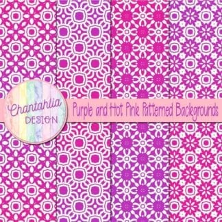 free purple and hot pink patterned digital paper backgrounds