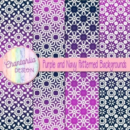 free purple and navy patterned digital paper backgrounds