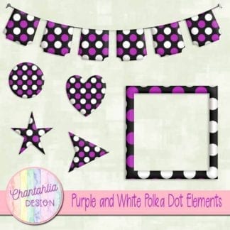 purple and white polka dot elements