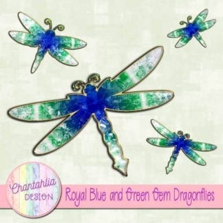 royal blue and green gem dragonflies