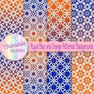 free blue and orange patterned digital paper backgrounds