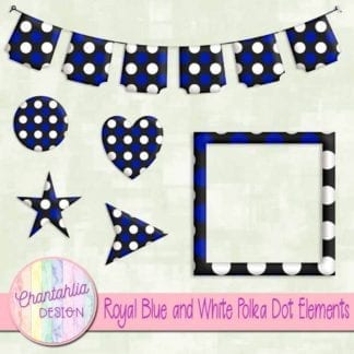 royal blue and white polka dot elements