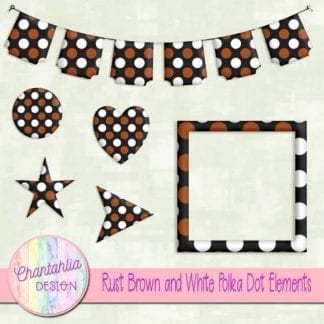 rust brown and white polka dot elements