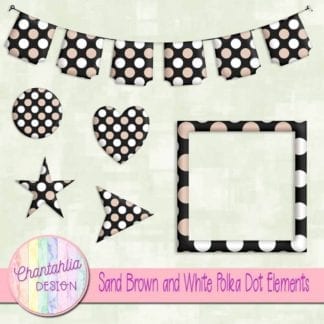 sand brown and white polka dot elements