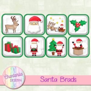 Free Santa Brads for Digital Scrapbooking, Digital Planning &amp; Crafts