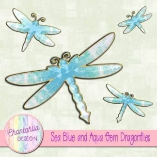 sea blue and aqua gem dragonflies