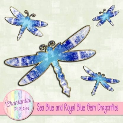 sea blue and royal blue gem dragonflies