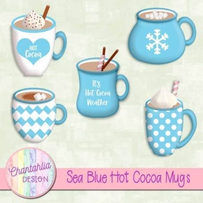 sea blue hot cocoa mugs elements