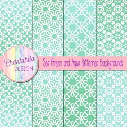 free green and aqua patterned digital paper backgrounds