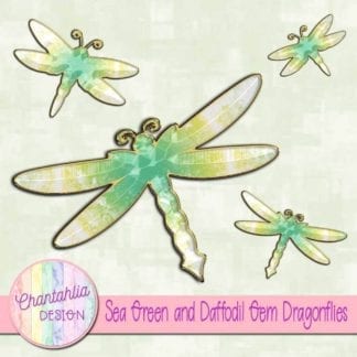 sea green and daffodil gem dragonflies