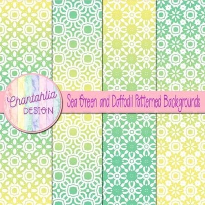 free green and daffodil patterned digital paper backgrounds
