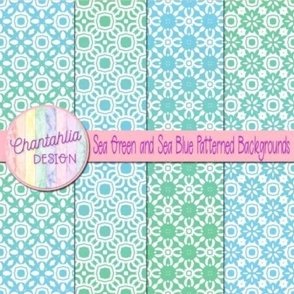 free green and blue patterned digital paper backgrounds