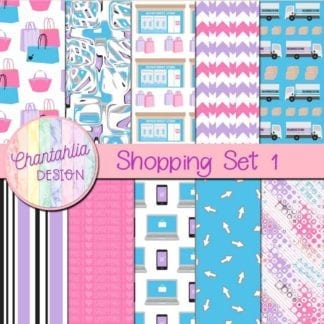 digital papers in a Shopping theme