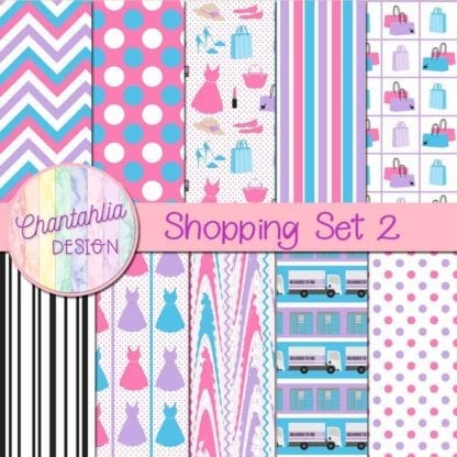 digital papers in a Shopping theme
