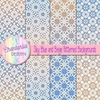 free blue and beige patterned digital paper backgrounds