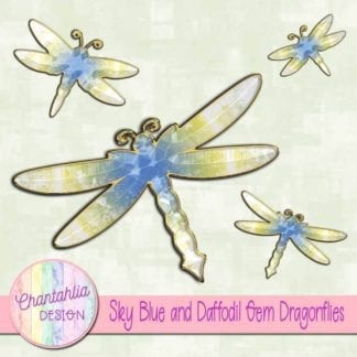 sky blue and daffodil gem dragonflies