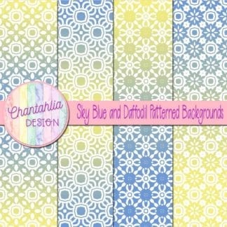 free blue and daffodil patterned digital paper backgrounds