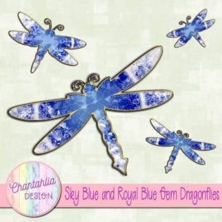 sky blue and pink gem dragonflies