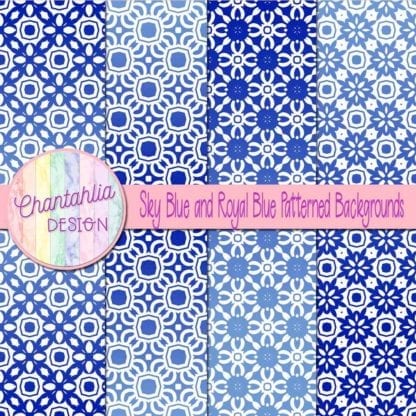 free sky and royal blue patterned digital paper backgrounds
