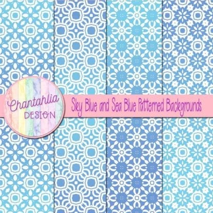 free sky and sea blue patterned digital paper backgrounds