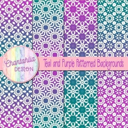 free teal and purple patterned digital paper backgrounds