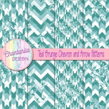 teal grunge chevron and arrow patterns