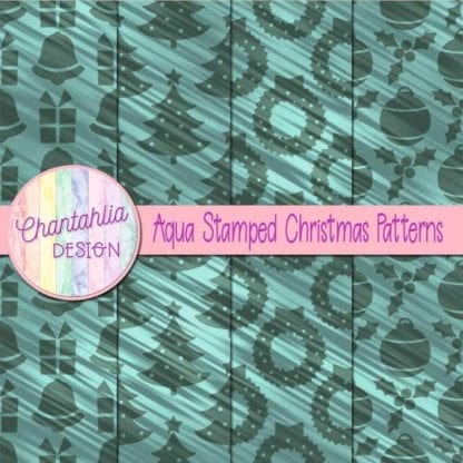 aqua stamped christmas patterns