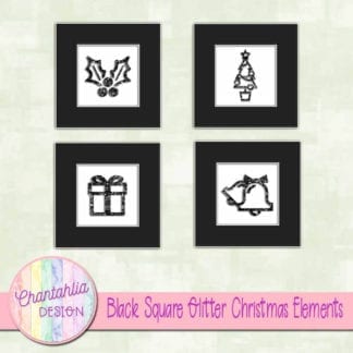 black square glitter christmas elements