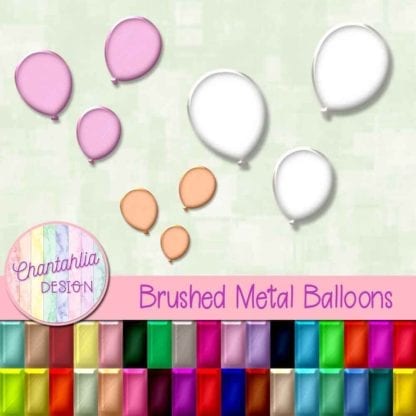 brushed metal balloons design elements