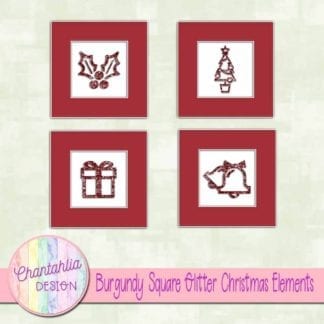 burgundy square glitter christmas elements