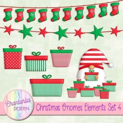 Free christmas gnomes scrapbook design elements