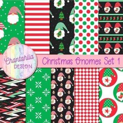 Free christmas gnomes digital papers