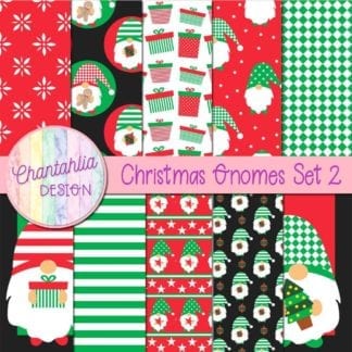 Free christmas gnomes digital papers