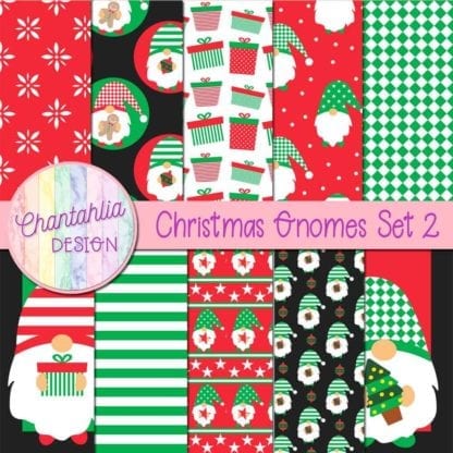 Free christmas gnomes digital papers