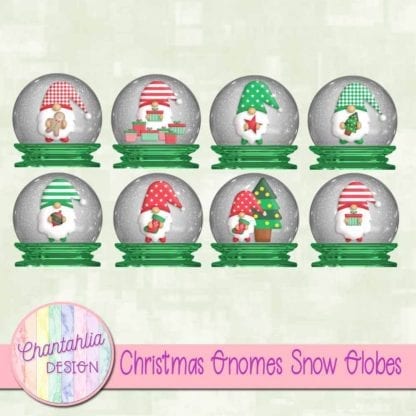 Free christmas gnomes snow globes clipart